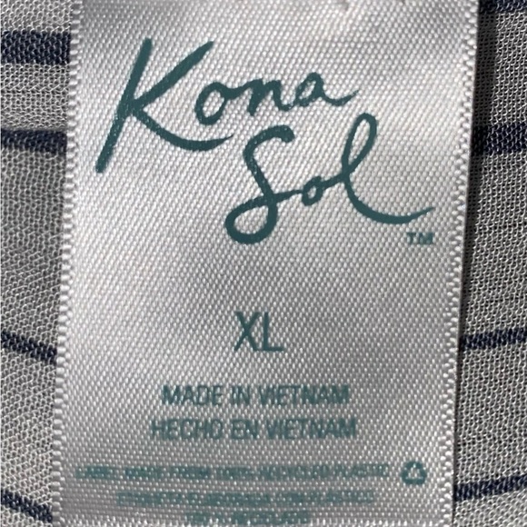 KONA SOL tiered maxi striped dress adjustable spaghetti straps beach NEW size XL - Picture 8 of 12